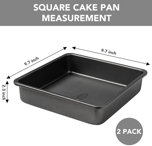 Tiawudi Square Cake Pan, Nonstick Baking Pan for Bread or Brownie, 9x9