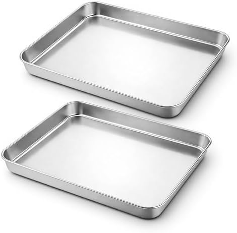 2 Pcs Toaster Oven Pans for Baking, 11 x 9.2 x 1 Inch Stainless Steel