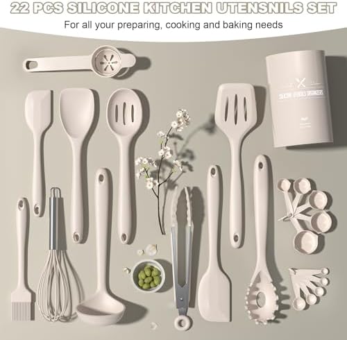 Umite Chef 22-Piece Silicone Cooking Utensils Set,Heat Resistant &
