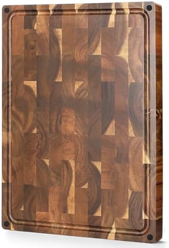 XINZUO Large Thick End Grain Acacia Wood Cutting Board