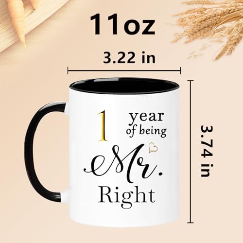 1 Year Anniversary Coffee Mugs Set of 2 for Couple Boyfriend