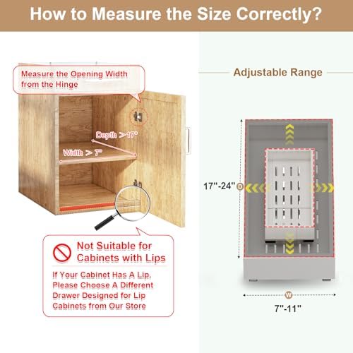 Fokyfok Pull out Cabinet Organizer,7"-11"W,17"-24"D,Expandable,Adhesive