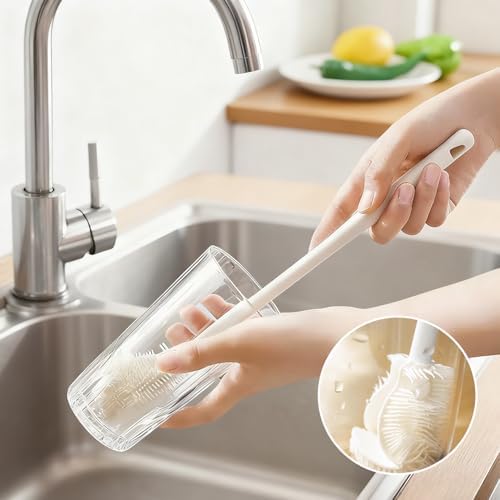 2 Pieces Flexible Silicone Bottle Brush with Long Handle, Long Handle