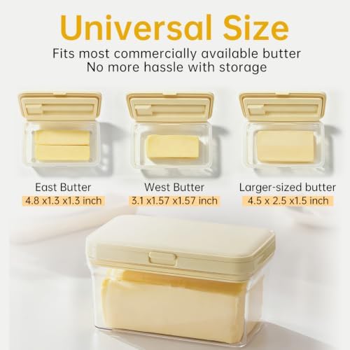 Extra Large Airtight Butter Dish with Lid for countertop & Fridge