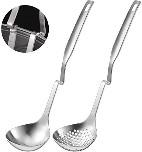 Patelai 2 Pcs Hot Pot Slotted Ladle Set Stainless Steel, Silver