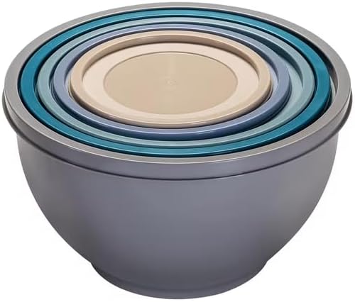 10-Piece Plastic Mixing Bowl Set with Lids, 5.12 to 0.91 qt