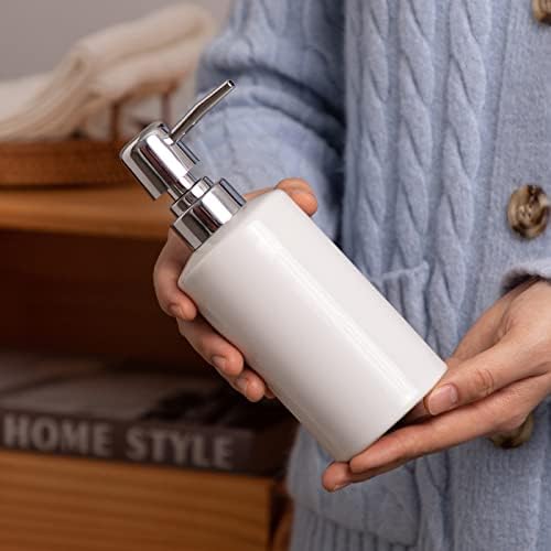 FE Ceramic Hand Soap Dispenser, 10 Oz, White