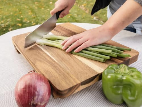 14x11 Acacia Wood Cutting Board with Feet for Griddle