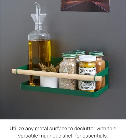 YAMAZAKI Home Magnetic Spice Storage Rack, Steel and Wood