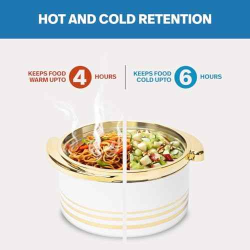 Pinnacle Insulated Casserole Dish with Lid 3 pc Set 3.7/2.6/1.5 qt. Hot Pot Food Warmer/Cooler –Thermal Soup/Salad Serving Bowl- Stainless Steel Hot Food Container–Best Gift Set for Moms –Holidays