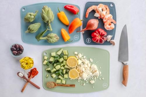 The Silicone Kitchen 3-Piece Premium Silicone Cutting Board Set, Flexible, Non-Slip, Knife-Friendly. BPA Free, Non-Toxic, 100% Food-Grade Silicone