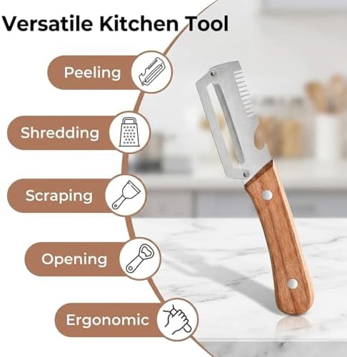 Multi-Functional Vegetable Peeler, 3 in 1 Multi Functional Wooden