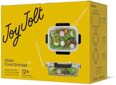 JoyJolt 24pc Borosilicate Glass Storage Containers with Lids