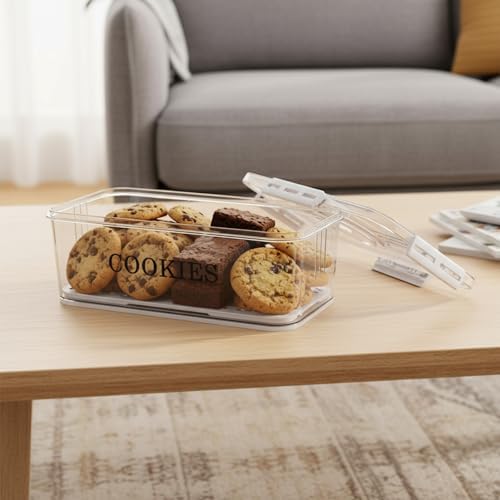 Cookie Jar with Airtight Lid,Bread Box for Kitchen Countertop,Time