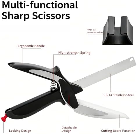 2-in-1 Kitchen Scissors with Cutting Board,Salad scissors.