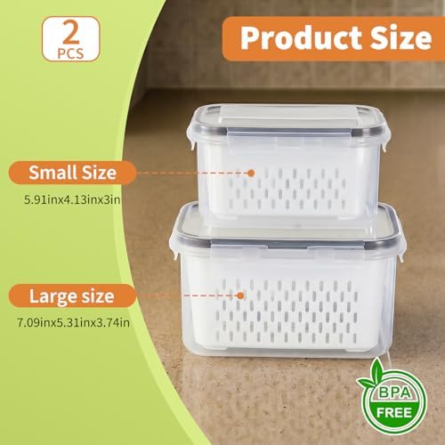 2-Pack Grape Containers with Built-In Drain Basket