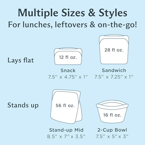 Stasher Premium Reusable Silicone Storage Bags, 4-Pack Starter Kit