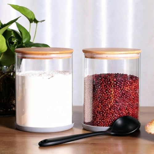 Set of 2 Large Glass Food Storage jar, 100 FL OZ (3000ml) Glass Flour
