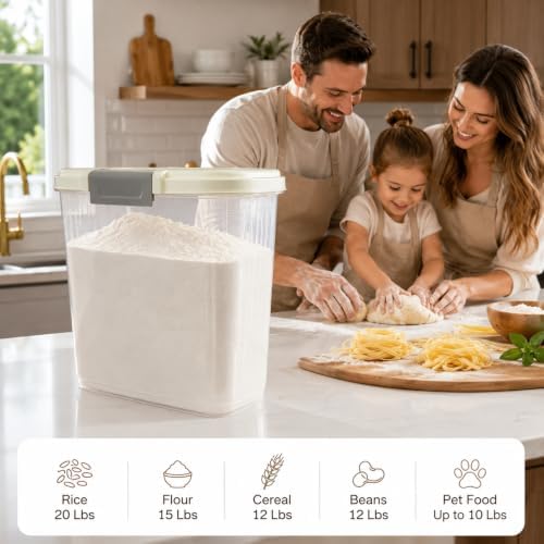Large Rice Storage Container, 15-20 Lbs