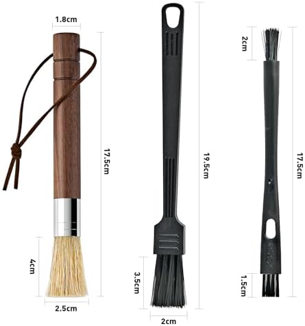 Coffee Grinder Cleaning Brush Set, Walnut Wood Handle