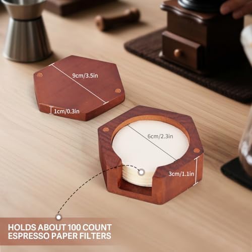 Espresso Coffee Paper Filter Holder - Wooden Coffee Filters Storage