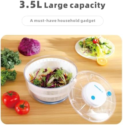 Electric Salad Spinner 4 QT, Lettuce Spinner, USB-C, Dry Greens in Seconds