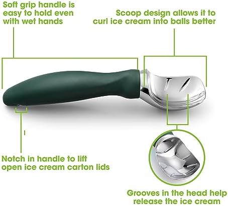 Spring Chef Professional Ice Cream Scoop & Stainless Steel Swivel