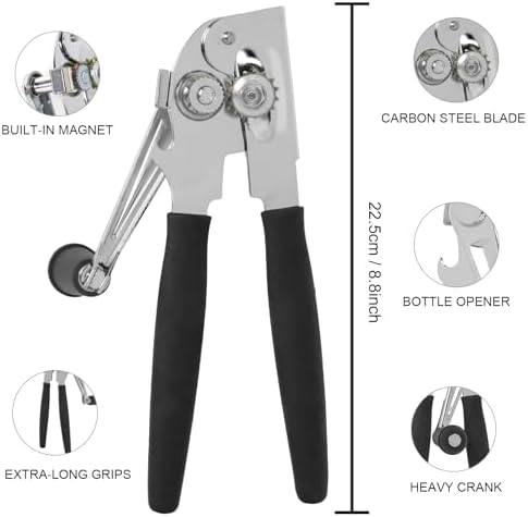 Commercial Can Opener with Magnet, Manual Heavy Duty Folding Hand