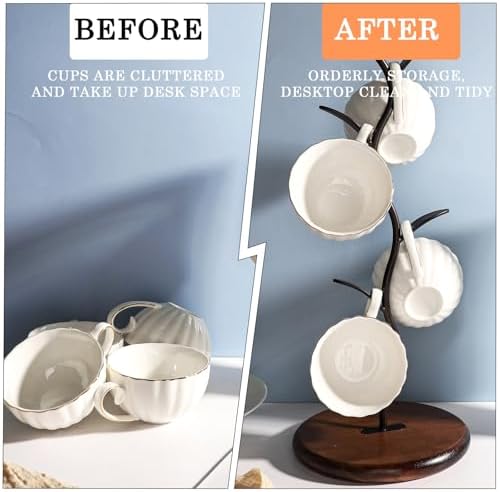 Coffee Mug Holder with 4 Hooks Cup Rack Stand for Countertop Mug Tree