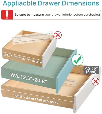 Vtopmart 4 Pack Shallow Drawer Dividers, 2.36" High 12.5"-20.8"