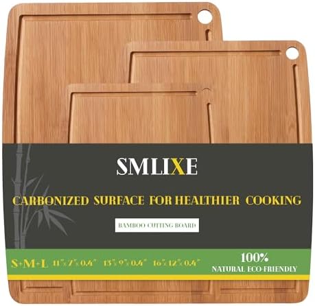 Bamboo Cutting Boards for Kitchen [Set of 3],Carbonized Wood Cutting