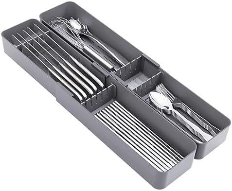 Kitchen Drawer Silverware Organizer, Adjustable Cutlery Organizer