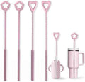 FreshNGo 4-Pack Silicone Straw Cleaner Brush for Tumbler, Pink