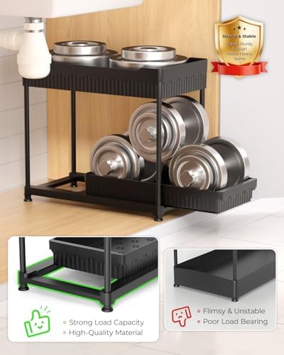 Sevenblue 3-Pack 2-Tier Under Sink Organizers with Sliding Drawers