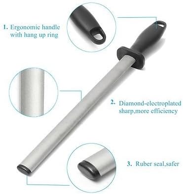 Kota Japan 12 in. Diamond Carbon Steel Professional Knife Sharpener Rod | - Image 3