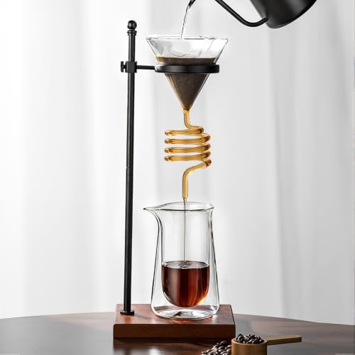 Pour Over Coffee Maker Set with Adjustable Stand, Glass Coffee Pot
