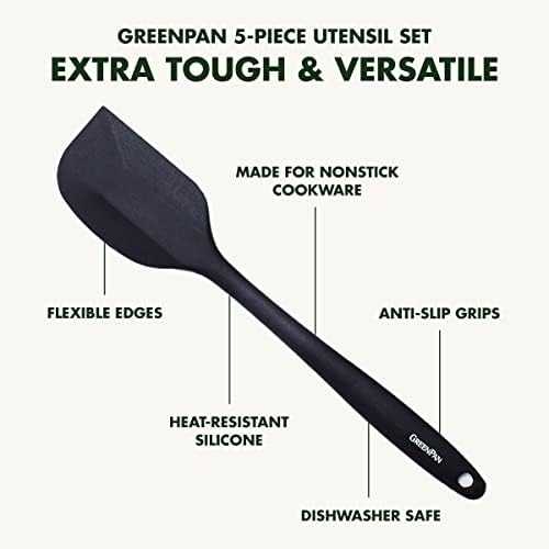 GreenPan 5 Piece Silicone Cooking Utensil Set, Black