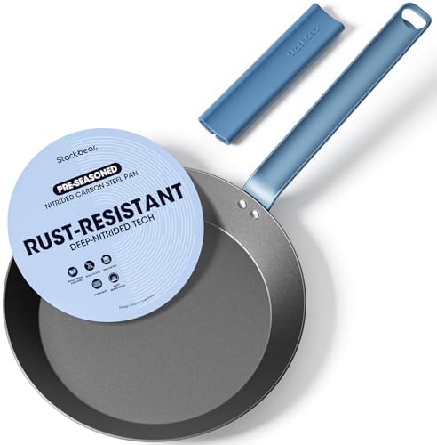 10 Inch Carbon Steel Frying Pan, Nitrided Preseasoned Skillet
