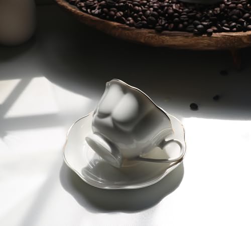Guangyang 12 Pieces Tea Cup set Fine Porcelain 6oz Cup and Saucer set