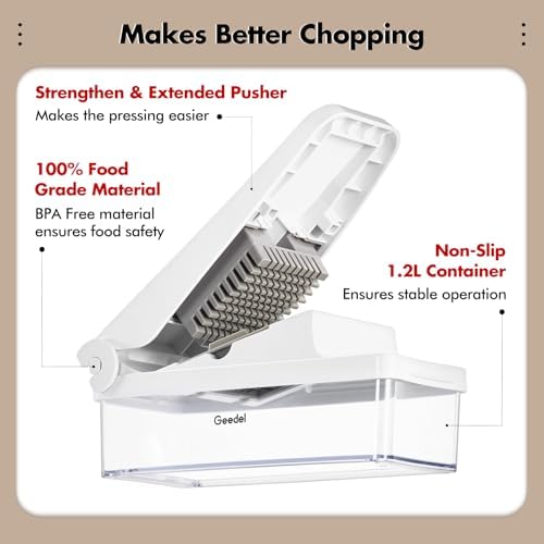 Geedel Vegetable Chopper with Container, 4-in-1