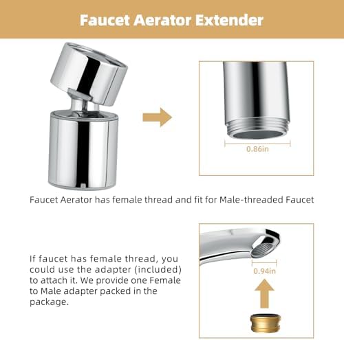 Hibbent 2-Mode Faucet Aerator, Chrome