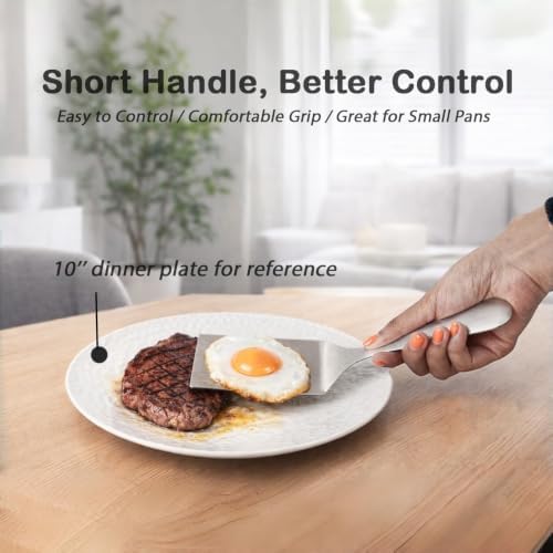 IMEEA Small Stainless Steel Spatula Set 10-Inch Flat & Slotted Turner