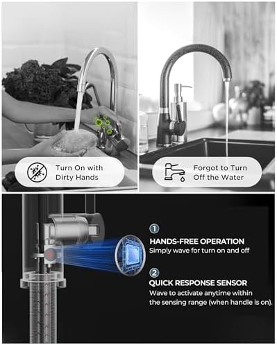FORIOUS Black Touchless High Arc Kitchen Faucet