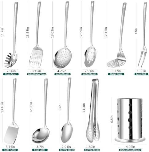 Lazycorner 11-Piece Stainless Steel Kitchen Utensil Set