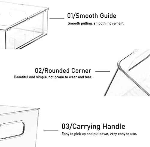 4 Pack Refrigerator Organizer Bins, 2 Large + 2 Small