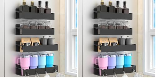 HuggieGems 8 Pack Magnetic Spice Rack, Black