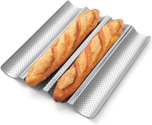 Pavsrmy Baguette Bread Pan, Premium Nonstick Perforated Baguette Pan