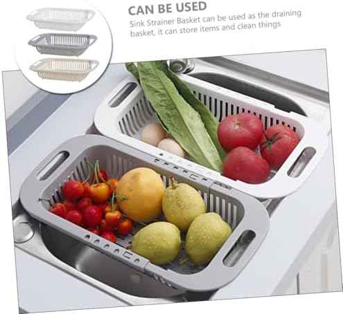 3pcs Expandable over Sink Colander Vegetable Washing Basket Set