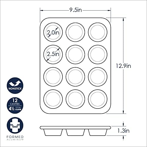 Nordic Ware Naturals Aluminum NonStick Muffin Pan, Twelve 2.75 Inch