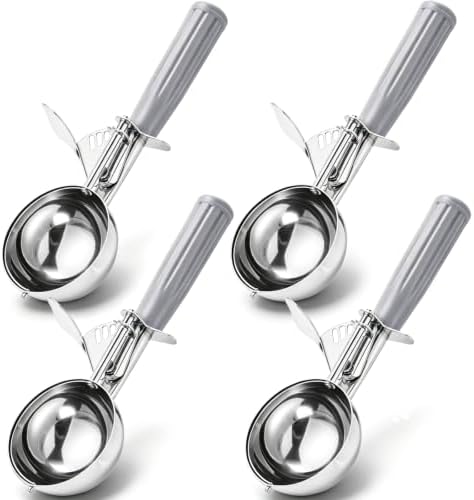4 Pcs Ice Cream Scoop with Trigger 4 oz Stainless Steel Cookie Dough